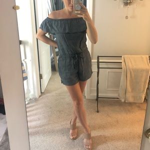 Loft Denim Romper off the shoulder